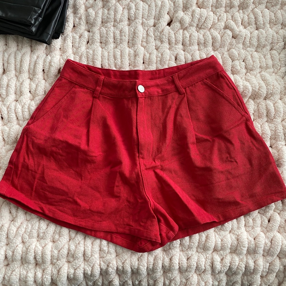Kendall Lane Red Denim Shorts